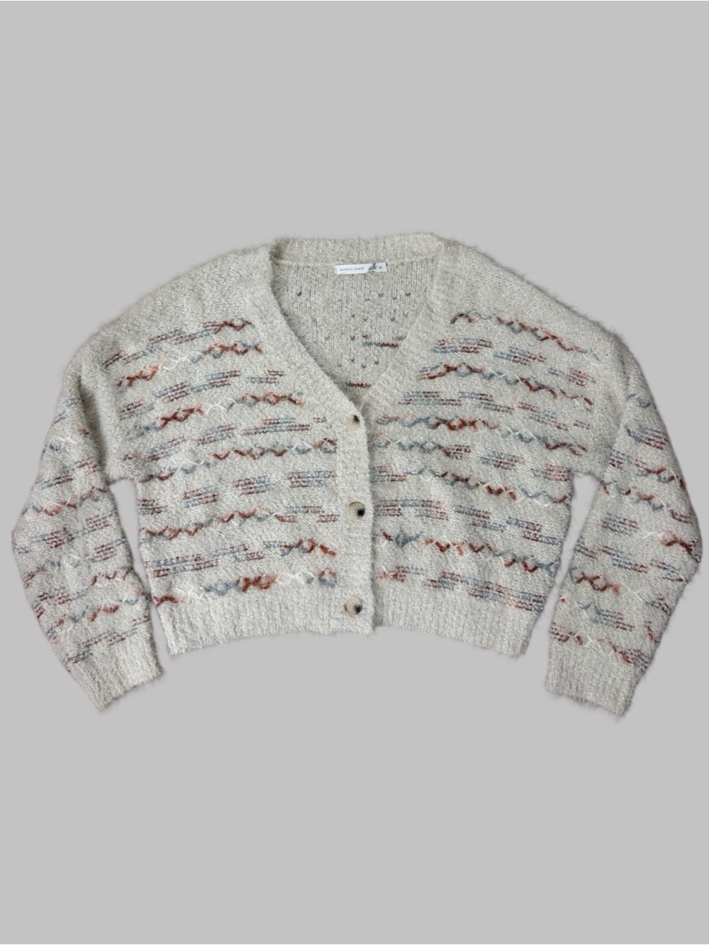 Altar'd State Cream Fuzzy Sweater Cardigan